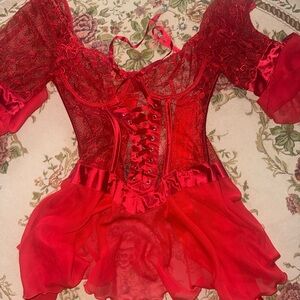 Red Lace Corset Dress